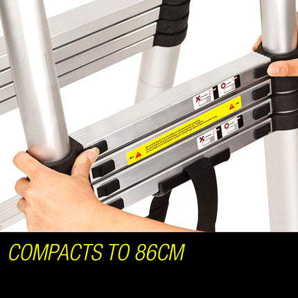 Bullet 3.8m Telescopic Aluminium Ladder Alloy Extension Extendable Steps Multi Portable.