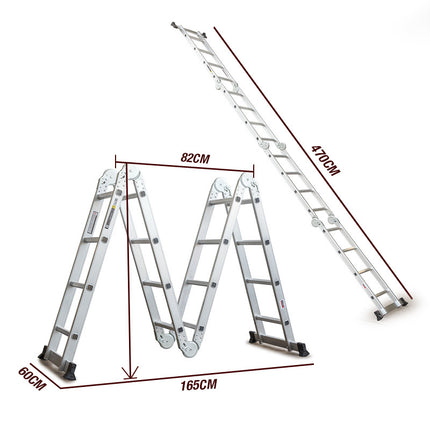 BULLET Pro 4.7m Multi-Purpose Ladder Aluminium Extension Folding Adjustable Step.