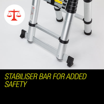 Bullet 5m Telescopic Aluminium Multipurpose Ladder Extension Alloy Step.