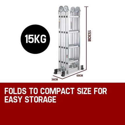 Bullet 5.8m Multipurpose Ladder Aluminium Extension Folding Adjustable Step.