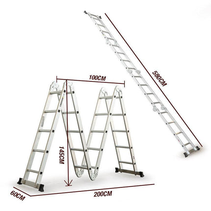 Bullet 5.8m Multipurpose Ladder Aluminium Extension Folding Adjustable Step.