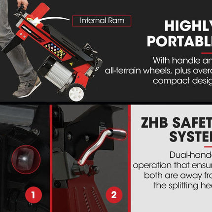 BAUMR-AG 6 Ton Electric Log Splitter 6T Hydraulic Firewood Wood Timber Block Cutter Small Machine.