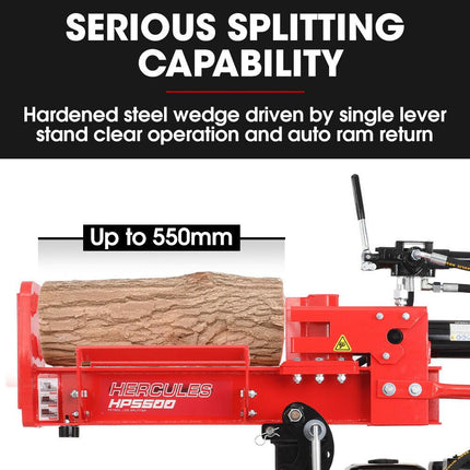 BAUMR-AG 20 Tonne Petrol Hydraulic Wood Log Splitter, Horizontal and Vertical Logsplitter - HPS500.
