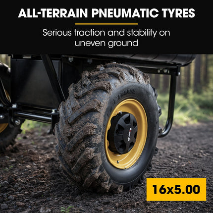 BAUMR-AG 40V Li-ion Powered 300KG / 300L Wheelbarrow, ATV Tow Bar, Deep V-tread Tyre, 2 Wheel Direct Drive.