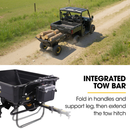 BAUMR-AG 40V Li-ion Powered 300KG / 300L Wheelbarrow, ATV Tow Bar, Deep V-tread Tyre, 2 Wheel Direct Drive.