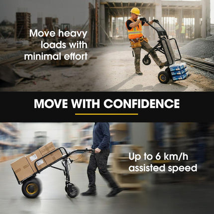 BAUMR-AG 40V Li-ion 260kg Electric Powered Hand Truck Trolley, 400W Brushless motor, Up to 6km/h, 4hr Runtime, Adjustable Width, Folds for Logistics, Moving.