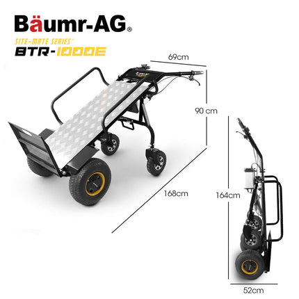 BAUMR-AG 40V Li-ion 260kg Electric Powered Hand Truck Trolley, 400W Brushless motor, Up to 6km/h, 4hr Runtime, Adjustable Width, Folds for Logistics, Moving.