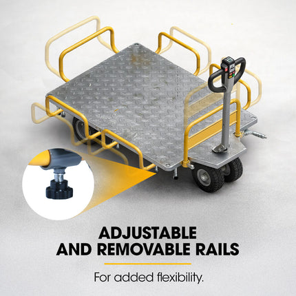 BAUMR-AG 40V Li-ion 400kg Electric Powered Platform Trolley, Adjustable Tray, Utility Cart Trolley for Warehouse Logistics Worksite.
