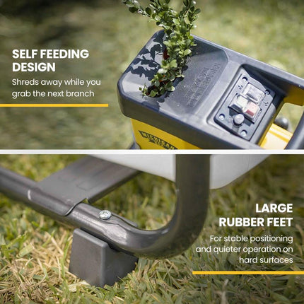 MICHIGAN 2400W Electric Crushing Impact Shredder, Quiet High Torque Garden Mulcher Chipper, Shreds Palm Fronds.