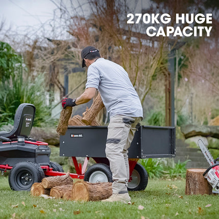 BAUMR-AG 270kg Capacity Metal Dump Cart, for Ride on Mower.