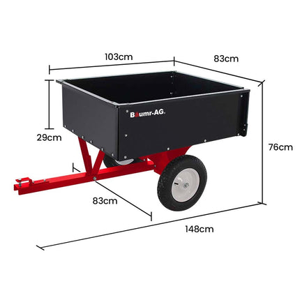 BAUMR-AG 270kg Capacity Metal Dump Cart, for Ride on Mower.