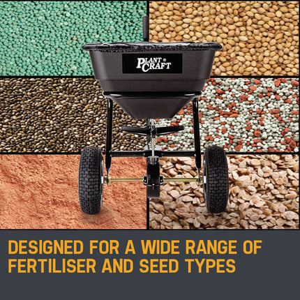 PLANTCRAFT Tow Behind Broadcast Spreader 30kg 26L Seed Fertiliser Tow Rotary.