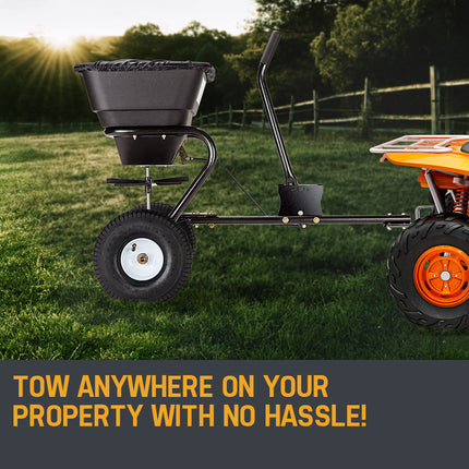 PLANTCRAFT Tow Behind Broadcast Spreader 30kg 26L Seed Fertiliser Tow Rotary.