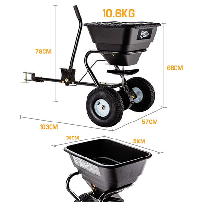 PLANTCRAFT Tow Behind Broadcast Spreader 30kg 26L Seed Fertiliser Tow Rotary.