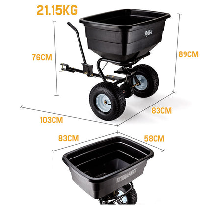PLANTCRAFT Tow Behind Broadcast Spreader 90kg 105L Seed Fertiliser Tow Rotary.