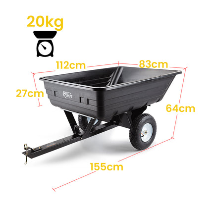 PLANTCRAFT 400LBS Poly Dump Cart Garden Tip Trailer Tray Tow Quad ATV Ride.