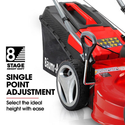BAUMR-AG 18" 150cc Lawn Mower, 8 Heights, Steel Deck, Cup Holders, 4-Stroke Petrol Lawnmower - 730EX.