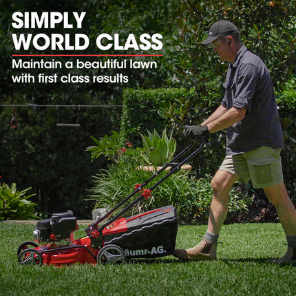 Baumr-AG Lawn Mower 139CC 17 Petrol Push Lawnmower 4-Stroke Engine Catch.
