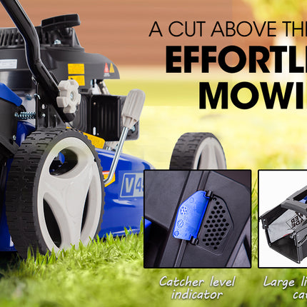 POWERBLADE Lawn Mower 139CC 17 - Petrol Powered Push Lawnmower 4 Stroke Engine.