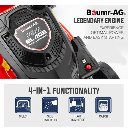 Baumr-AG Lawn Mower 18 220cc Petrol Self-Propelled Push Lawnmower 4-Stroke.