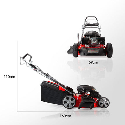 Baumr-AG 248cc Lawn Mower 4-Stroke 21 Inch Petrol Lawnmower 4-in-1 Self-Propelled Electric Start.