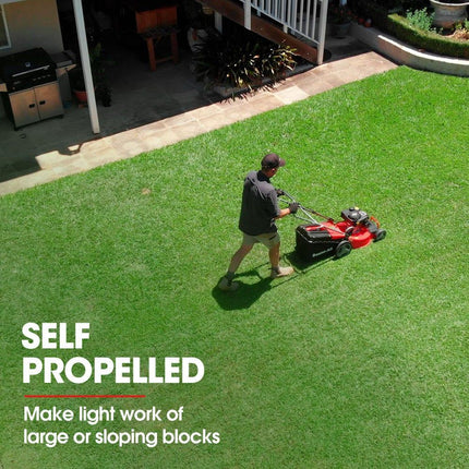 BAUMR-AG 18" 150cc Self Propelled Lawn Mower, 7 Height, Steel Deck, Cup Holders, 4-Stroke Petrol Lawnmower - 740SX.