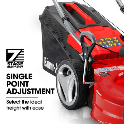 BAUMR-AG 18" 150cc Self Propelled Lawn Mower, 7 Height, Steel Deck, Cup Holders, 4-Stroke Petrol Lawnmower - 740SX.