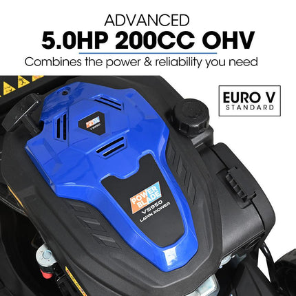 POWERBLADE 20" 200cc Self-Propelled Lawn Mower, Electric Start, 7 Height, Steel Deck, Deck Wash Port, OHV 4-Stroke Petrol - VS950.