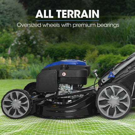PowerBlade 20" 200cc Self-Propelled Lawn Mower, 7 Height, Steel Deck, Deck Wash Port, OHV 4-Stroke Petrol - VS900.