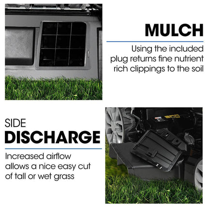 PowerBlade 22" 224cc Self-Propelled Lawn Mower, Electric Start, 7 Height, Steel Deck, Deck Wash Port, OHV 4-Stroke Petrol - VS1000.
