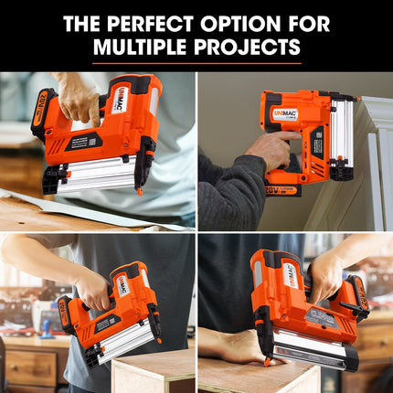 UNIMAC CLS400 20-50mm 16ga Finishing Nail Gun, Cordless 20V Lithium Nailer Kit.