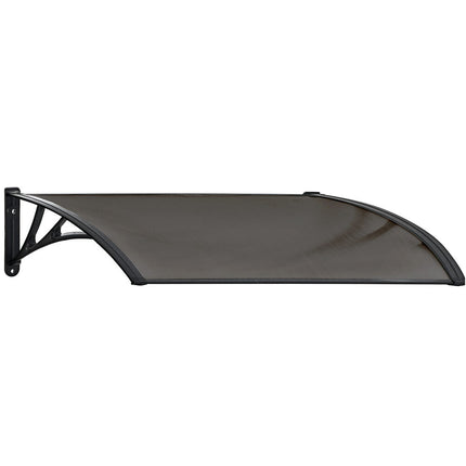 SHADE SHIELD 1x1m Aluminium Exterior Awning, Black DIY External UV Rain Protection Grey Tinted Polycarbonate Canopy Cover.