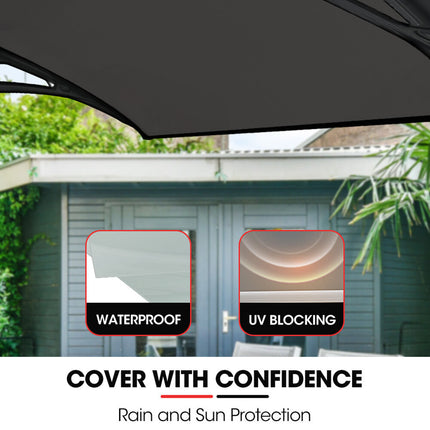 SHADE SHIELD 1x1m Aluminium Exterior Awning, Black DIY External UV Rain Protection Grey Tinted Polycarbonate Canopy Cover.