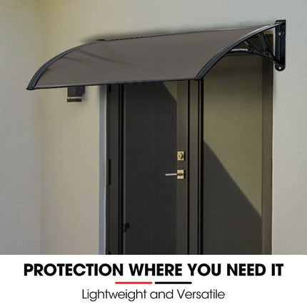 SHADE SHIELD 1x1m Aluminium Exterior Awning, Black DIY External UV Rain Protection Grey Tinted Polycarbonate Canopy Cover.