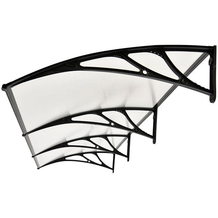 SHADE SHIELD 3x1m Aluminium Exterior Awning, Black DIY External UV Rain Protection Clear Polycarbonate Canopy Cover.