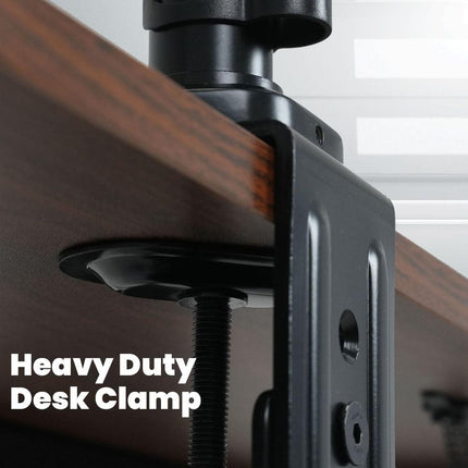 FORTIA Triple Computer Monitor Mount Stand for Desk with 3 Adjustable Arm Holder for 15 to 32 inch Displays.