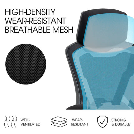 FORTIA Ergonomic Office Desk Chair, Height Adjustable Lumbar Support, Mesh Fabric, Headrest, Black.