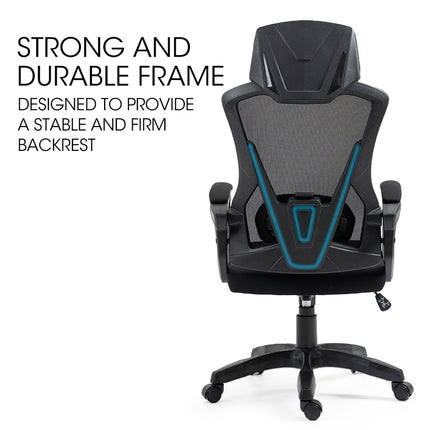FORTIA Ergonomic Office Desk Chair, Height Adjustable Lumbar Support, Mesh Fabric, Headrest, Black.