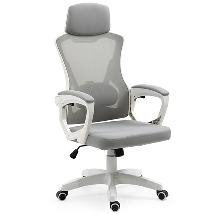 FORTIA Ergonomic Mesh Office Chair Computer Seat with Headrest Adjustable Recline, White/Grey.