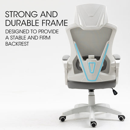 FORTIA Ergonomic Mesh Office Chair Computer Seat with Headrest Adjustable Recline, White/Grey.