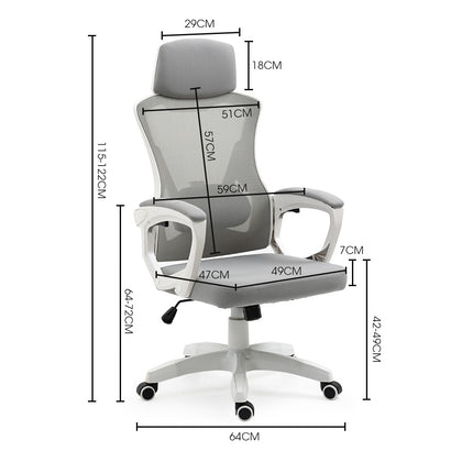 FORTIA Ergonomic Mesh Office Chair Computer Seat with Headrest Adjustable Recline, White/Grey.