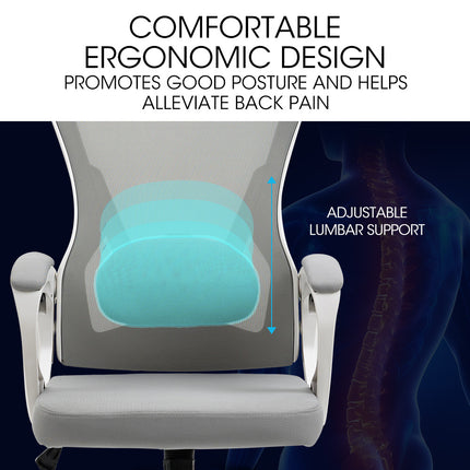 FORTIA Ergonomic Mesh Office Chair Computer Seat with Headrest Adjustable Recline, White/Grey.