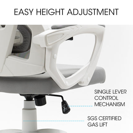 FORTIA Ergonomic Mesh Office Chair Computer Seat with Headrest Adjustable Recline, White/Grey.