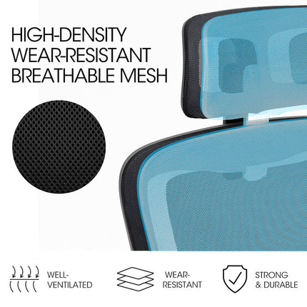 FORTIA Ergonomic Office Desk Chair, Lumbar Support, Mesh Fabric, Adjustable Headrest, Retractable Armrests, Black.