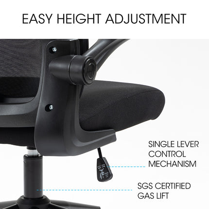 FORTIA Ergonomic Office Desk Chair, Lumbar Support, Mesh Fabric, Adjustable Headrest, Retractable Armrests, Black.