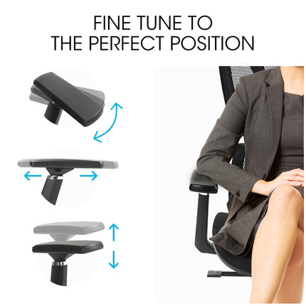 Fortia Ergonomic Office Desk Chair, Coolmesh Fabric, Adjustable Lumbar Support, Headrest, Armrest and Recline, Black Mesh/Black Frame.