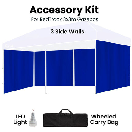 RED TRACK Accessory Pack for 6x3m Navy Blue Gazebo, includes Walls, Wheeled Carry Bag, Rechargeable USB Lamp.