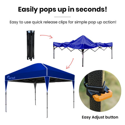 RED TRACK 3.6x2.2m Ultra Compact Folding Gazebo, Carry bag, Portable Outdoor Popup Marquee for Camping Beach, Navy Blue.