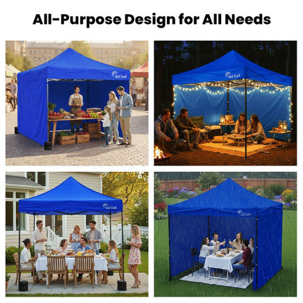 RED TRACK 3x3m Premium Pop Up Gazebo Marquee, Patented Steel Cable Canopy Support System, Wheeled Carry Bag, Side Walls, UV Block, Reinforced Frame, Blue.