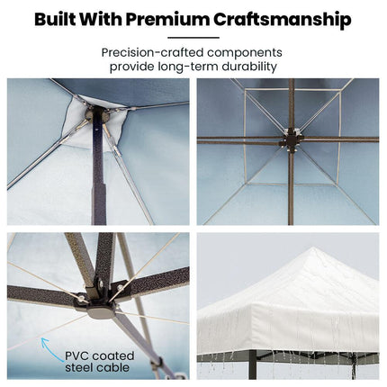 RED TRACK 3x3m Premium Pop Up Gazebo Marquee, Patented Steel Cable Canopy Support System, Wheeled Carry Bag, Side Walls, UV Block, Reinforced Frame, White.